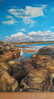 oil painting of tully beach in connemara